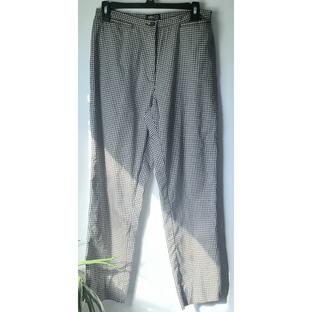 NY & Co. Womens Black White Checked Capri Pants Size 8 Classic Preppy Office